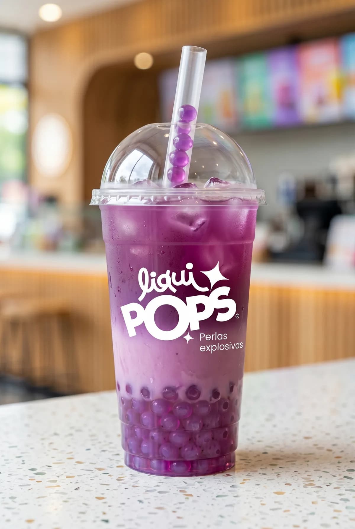 Bubble tea con perlas explosivas de sabores · sabor maracuyá