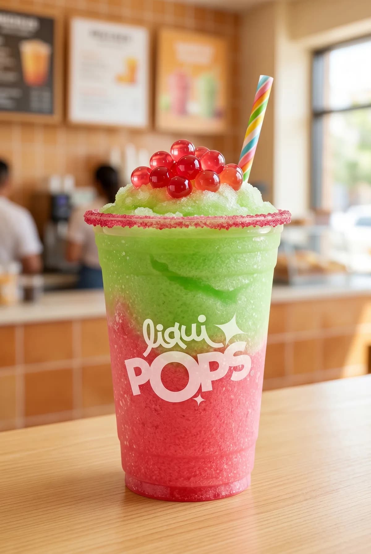 Cholado con perlas explosivas · sabor mango biche