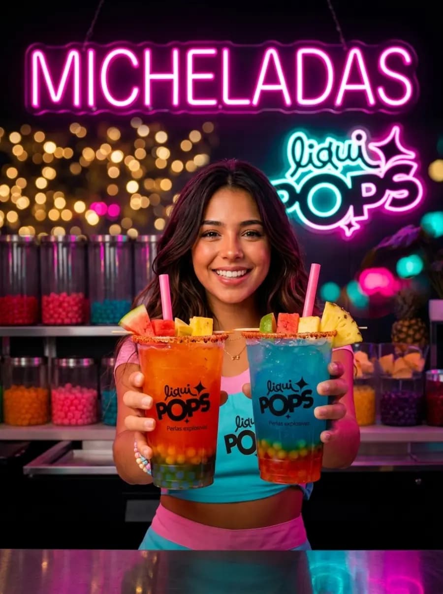 Micheladas preparadas con siropes Geniality, escarchado Skarcha y perlas explosivas LiquiPops