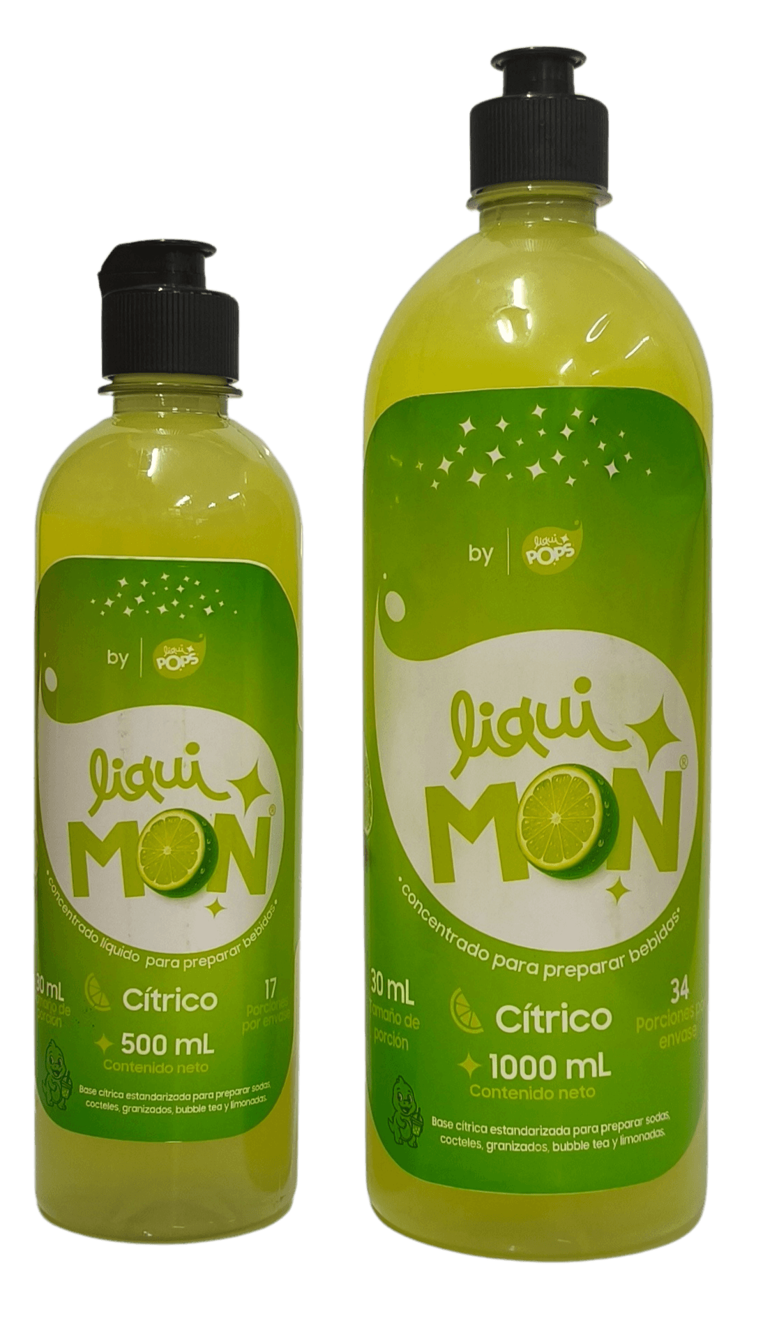 Botellas de base cítrica Liquimón de 500 ml y 1.000 ml
