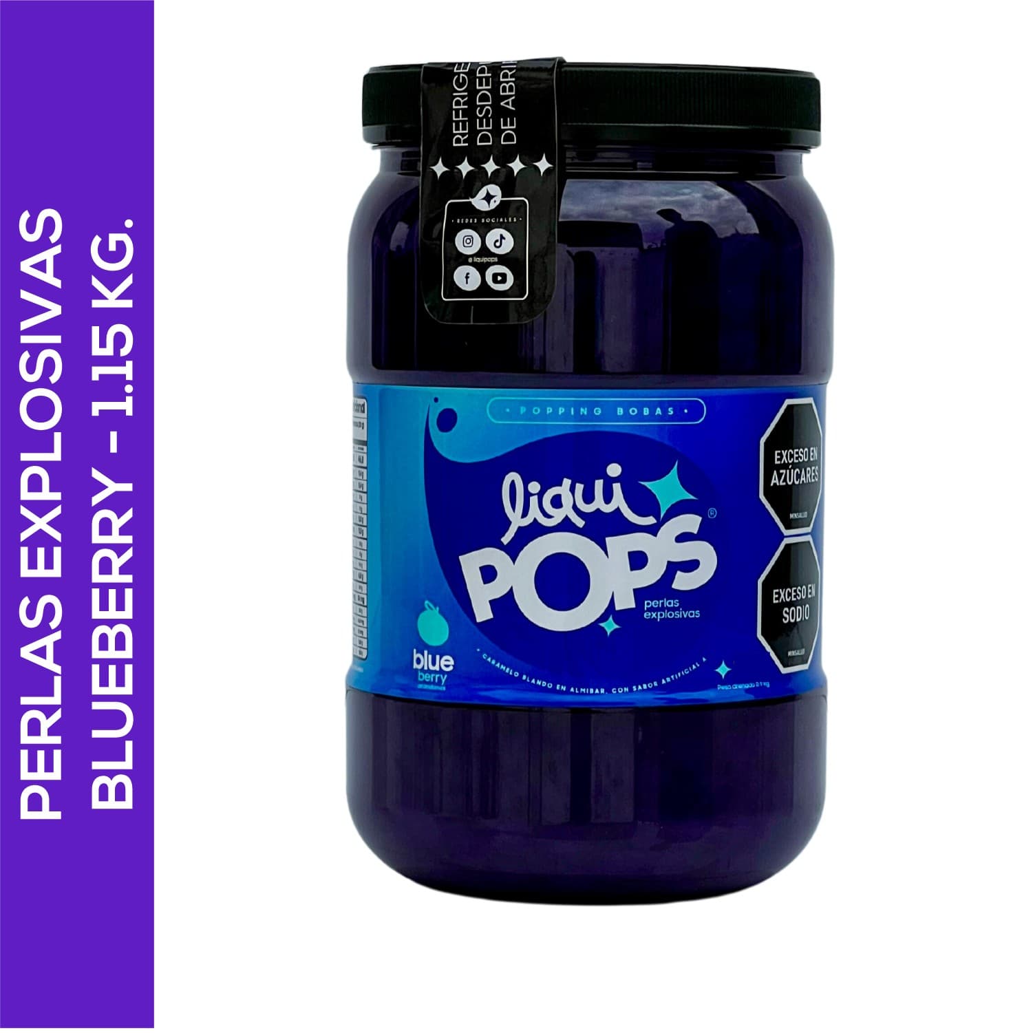 Tarro de perlas explosivas LiquiPops de perlas explosivas liquipops sabor a blueberry x 1150 gr LiquiPops