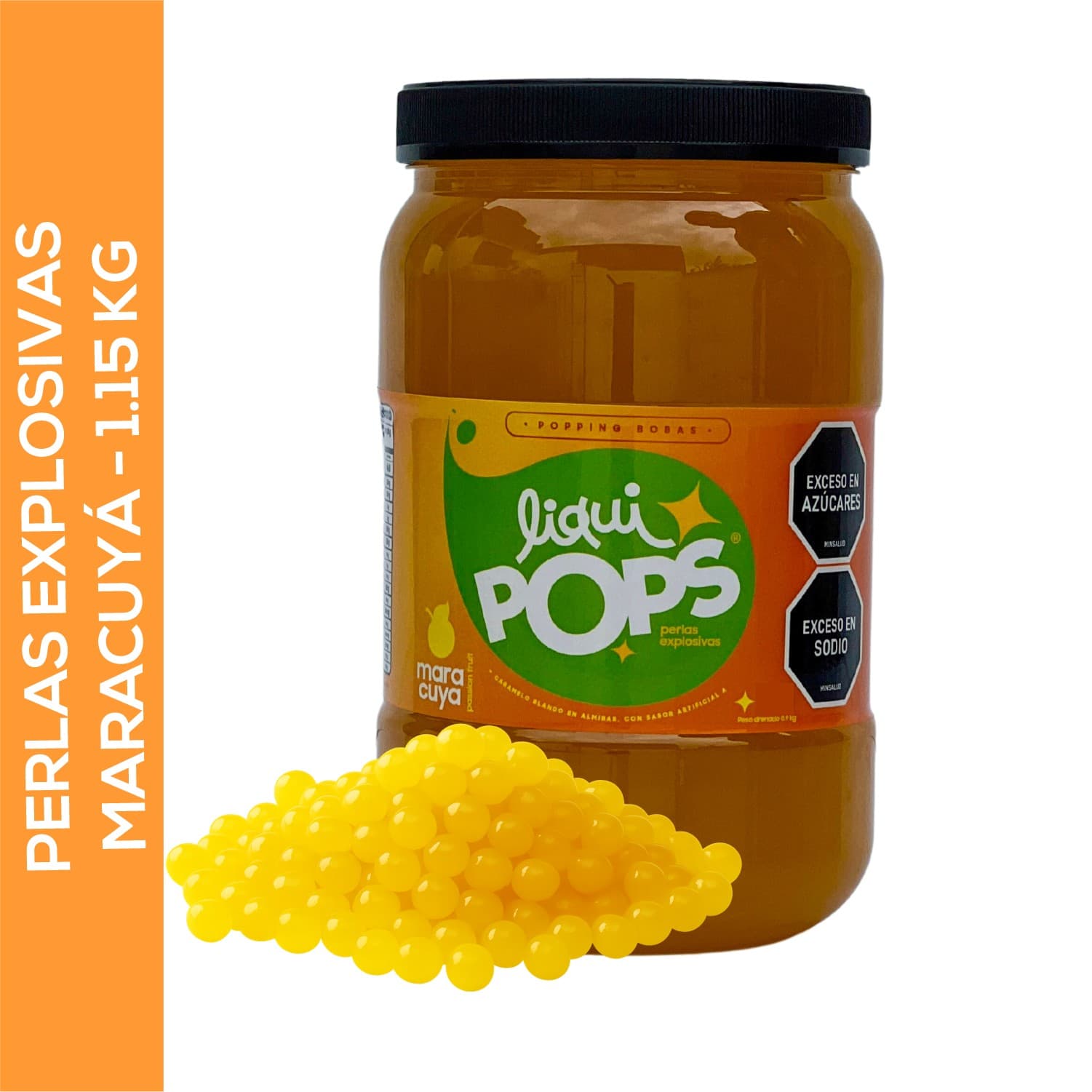 Tarro de perlas explosivas LiquiPops de perlas explosivas liquipops sabor a maracuya x 1150 gr LiquiPops