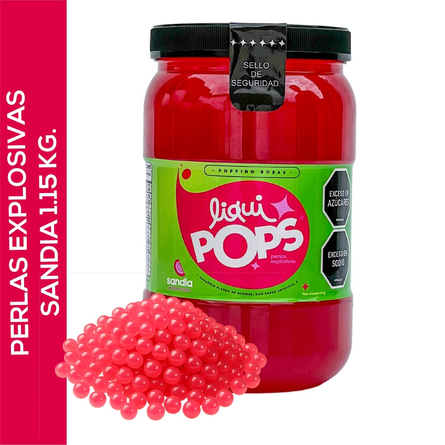 Tarro de perlas explosivas LiquiPops de perlas explosivas liquipops sabor a sandia x 1150 gr LiquiPops