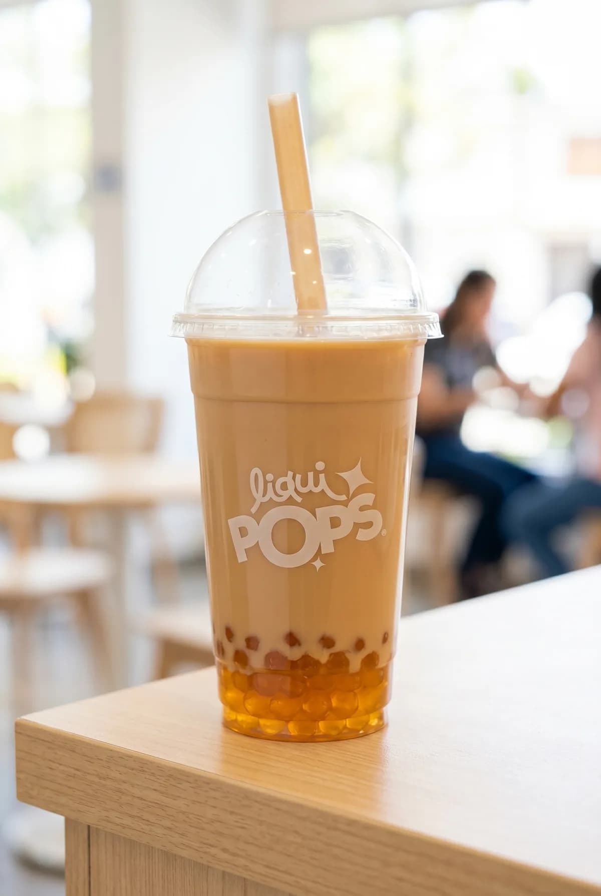 Vaso de bubble tea con perlas explosivas · topping para bebidas