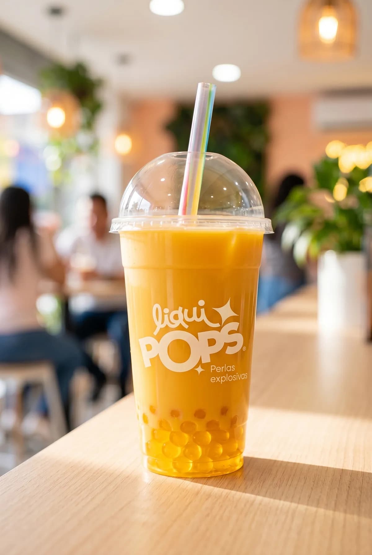 Bubble tea con perlas explosivas de sabores · fabricadas en Medellín