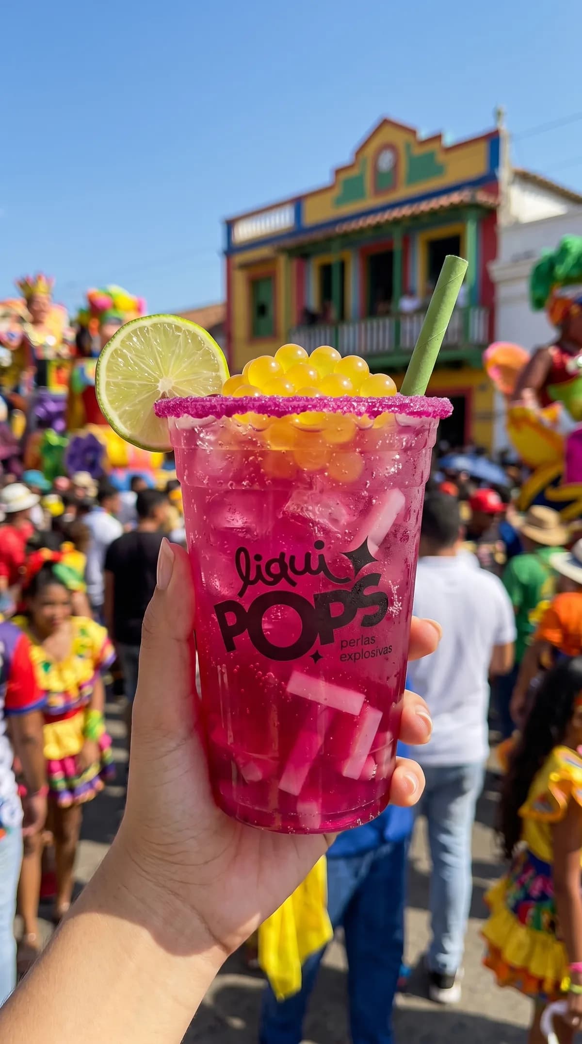 Bubble tea con popping boba (perlas explosivas) · sabor coco