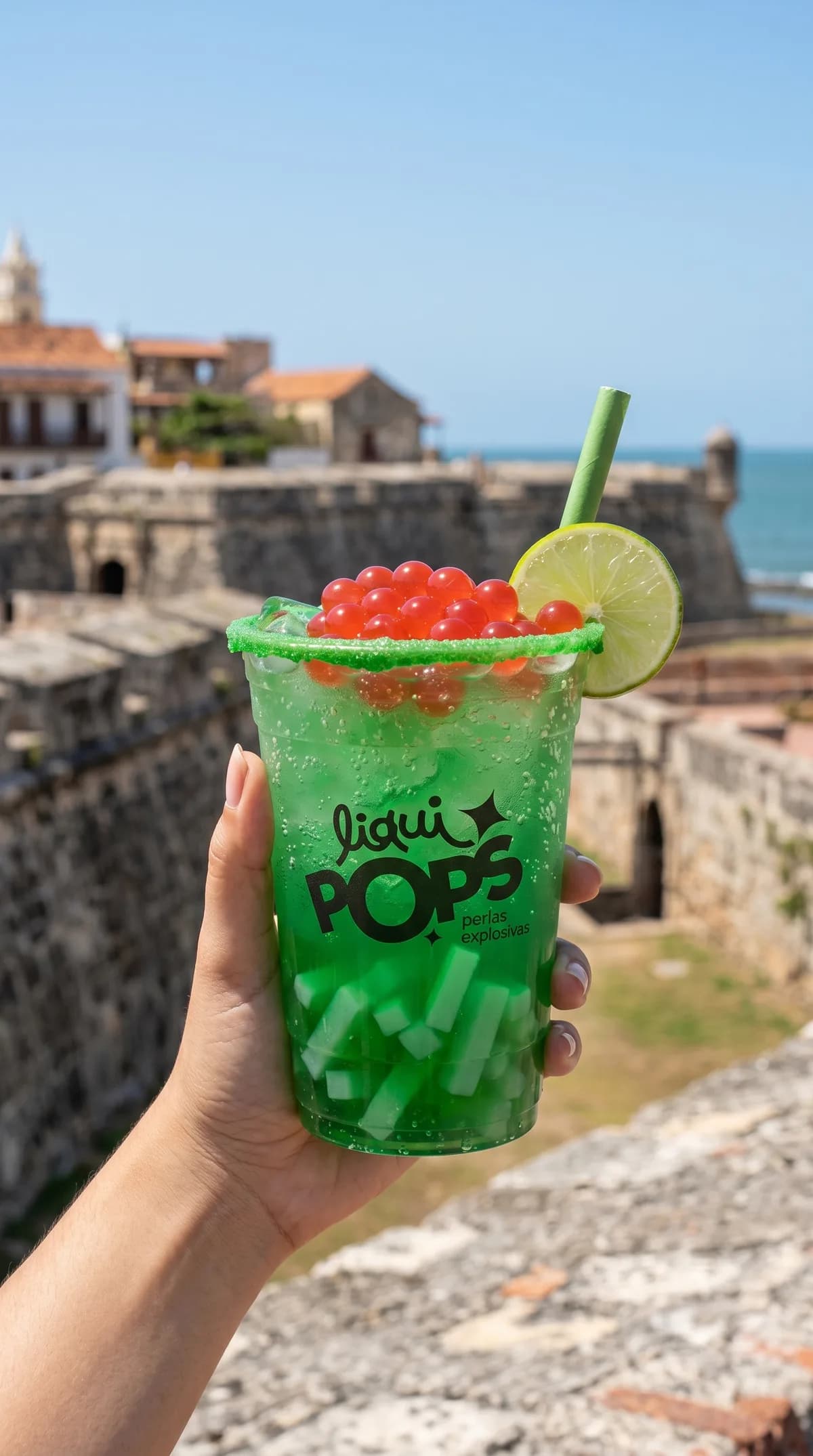 Bubble tea con perlas explosivas LiquiPops · con sirope de sabores
