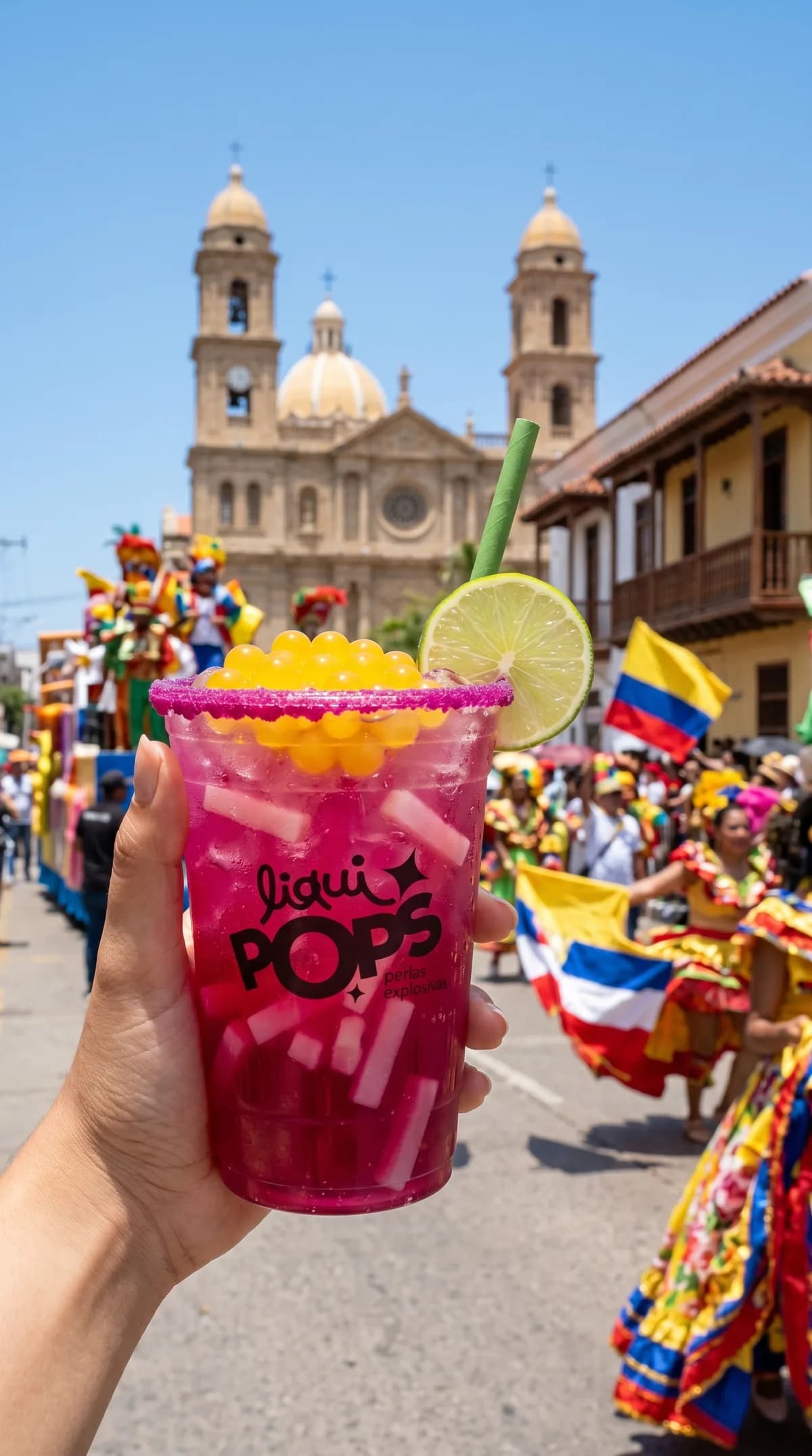 Vaso de bubble tea con perlas explosivas · novedad LiquiPops