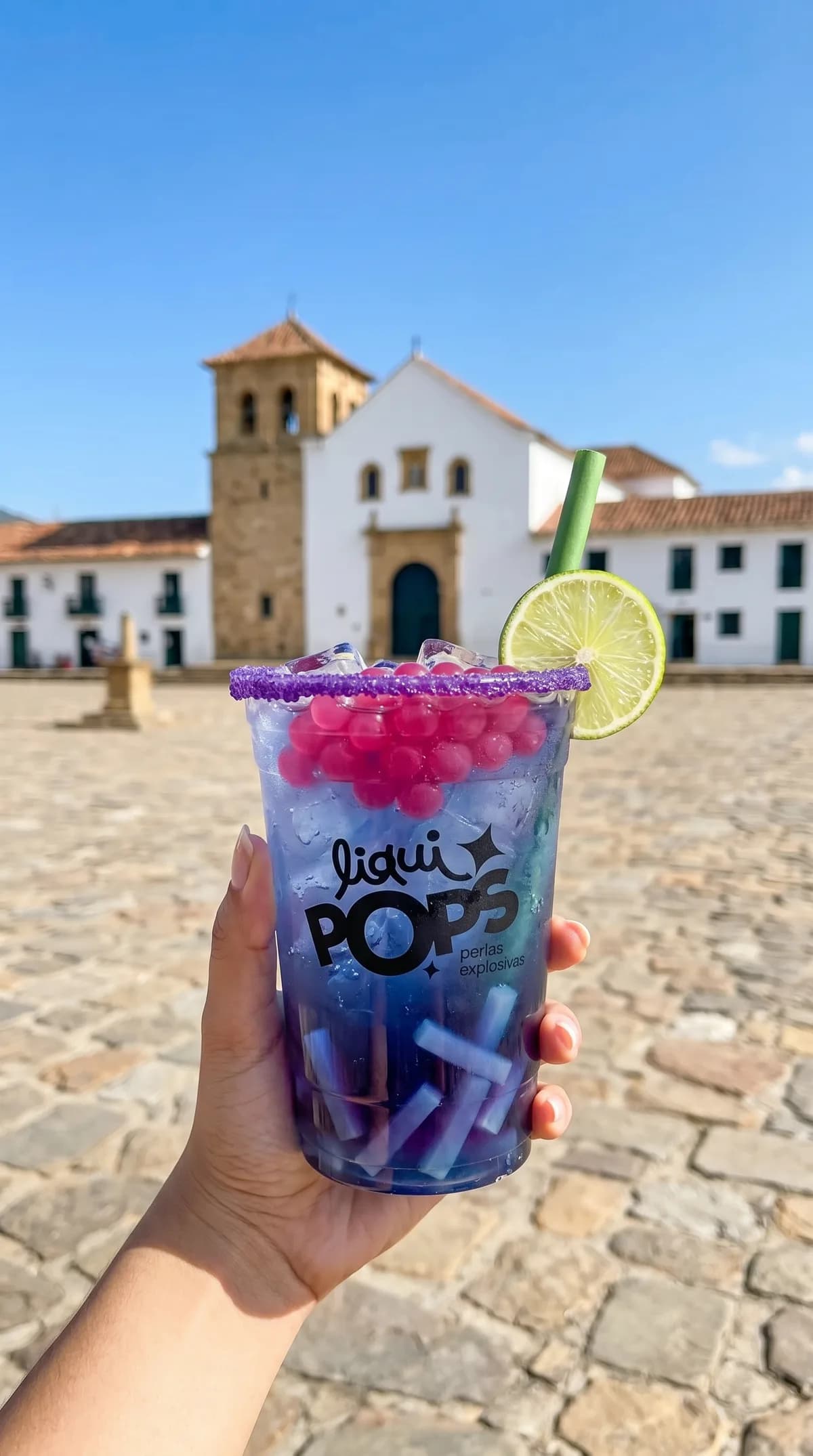 Bubble tea con perlas explosivas LiquiPops Colombia · sabor maracuyá