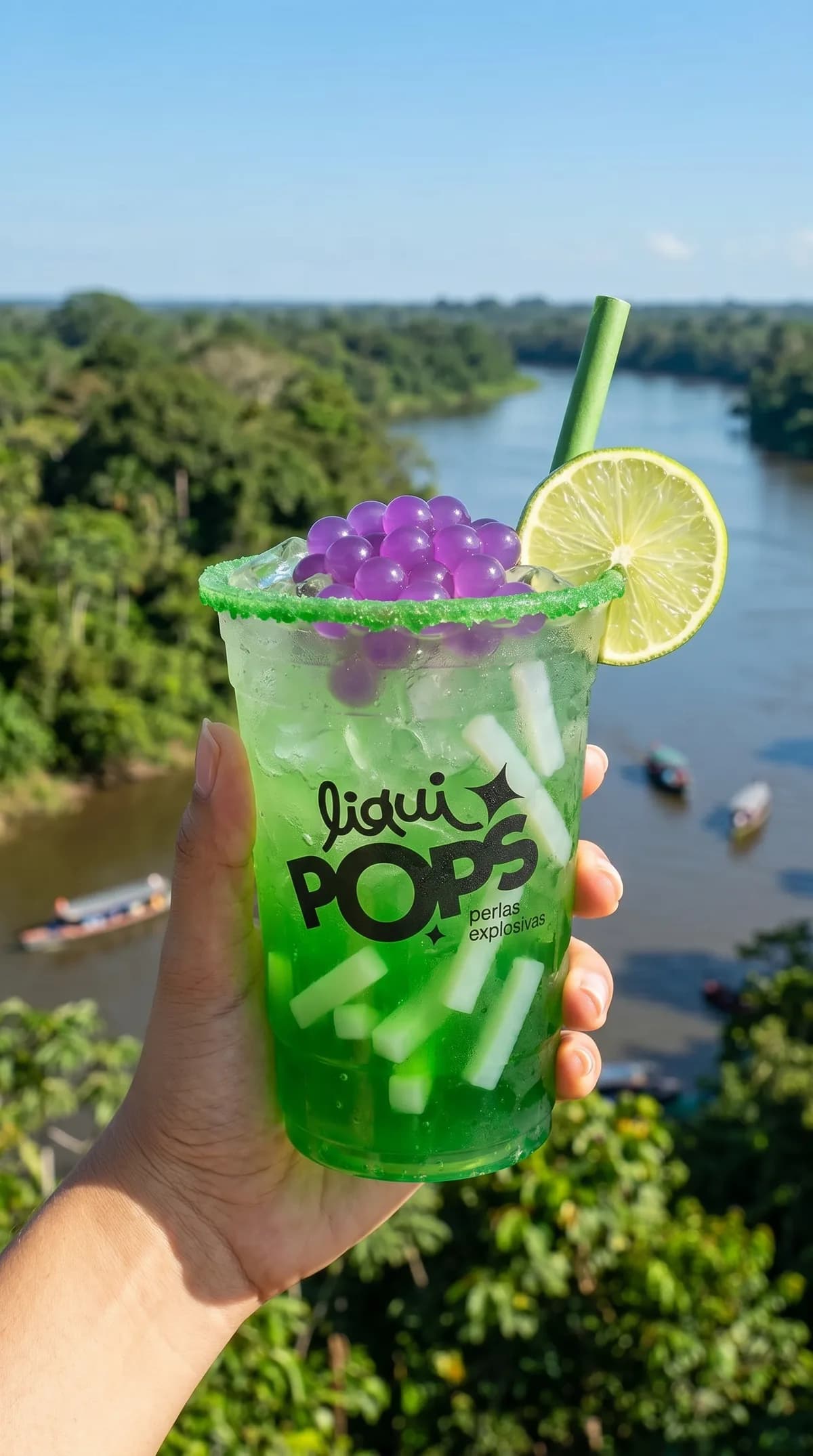 Bubble tea con perlas explosivas LiquiPops · sabor mango biche