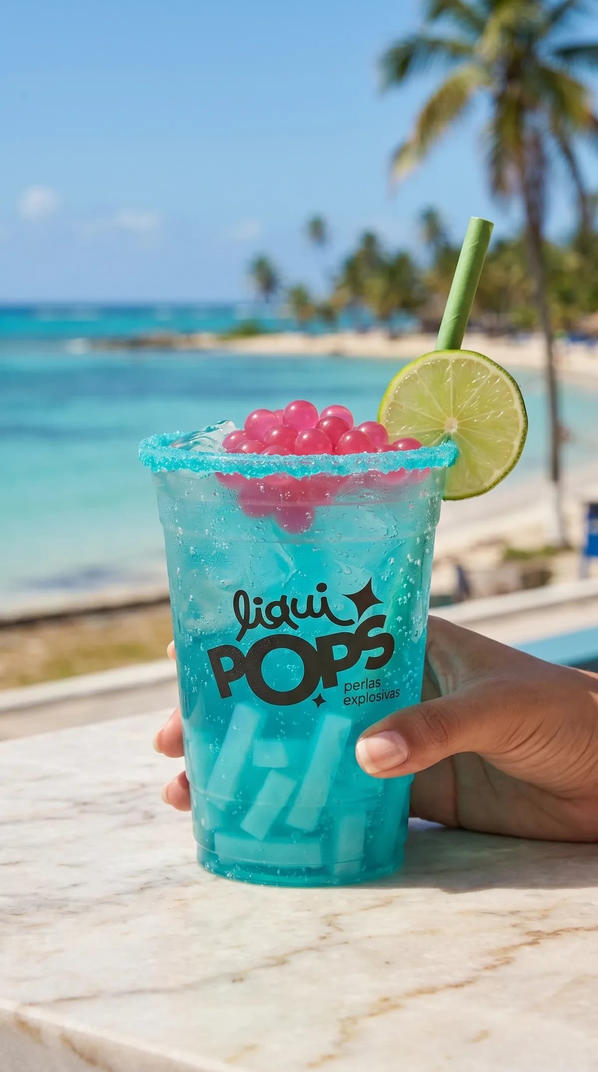 Bubble tea con perlas explosivas de sabores · sabor sandía