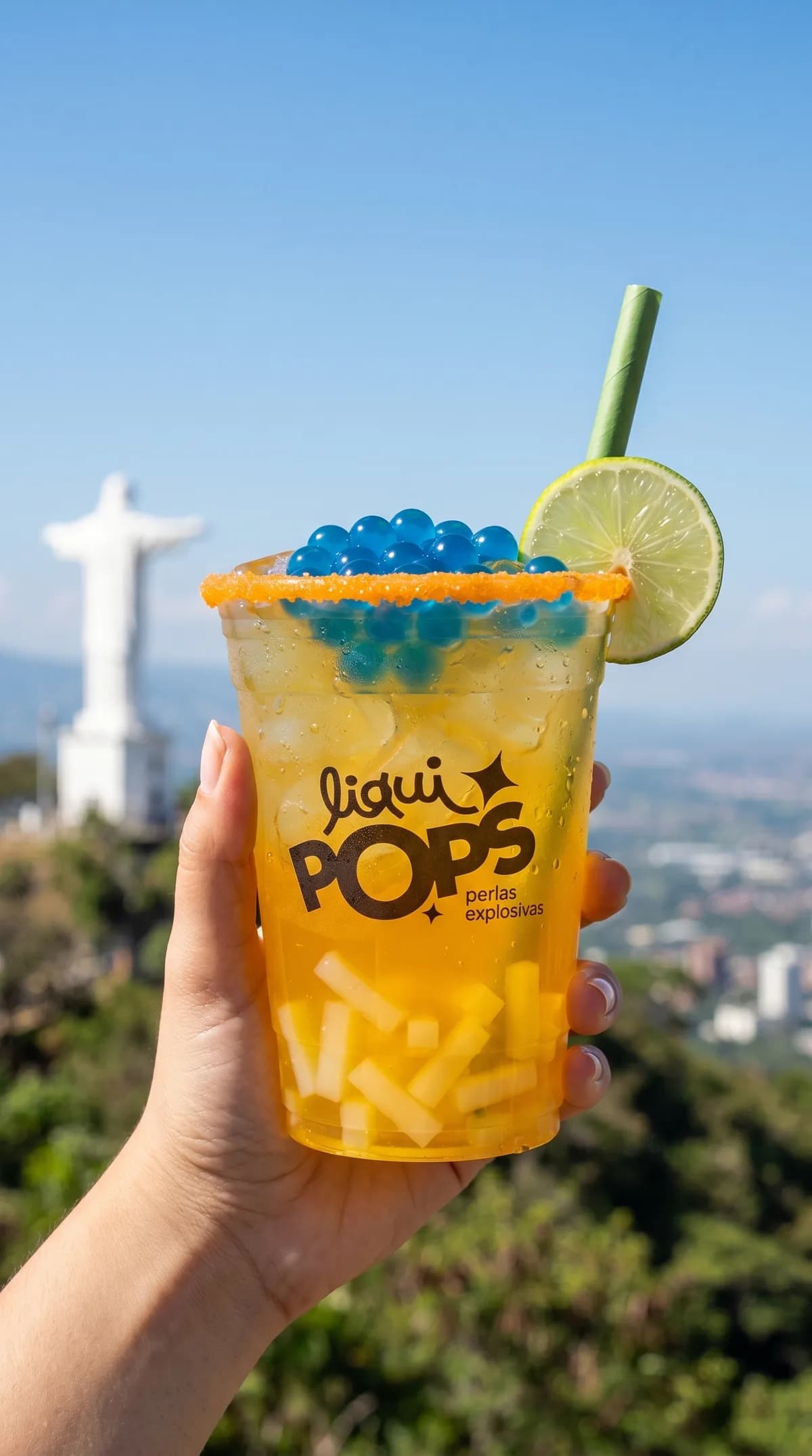 Bubble tea con popping boba (perlas explosivas) · sabor chamoy