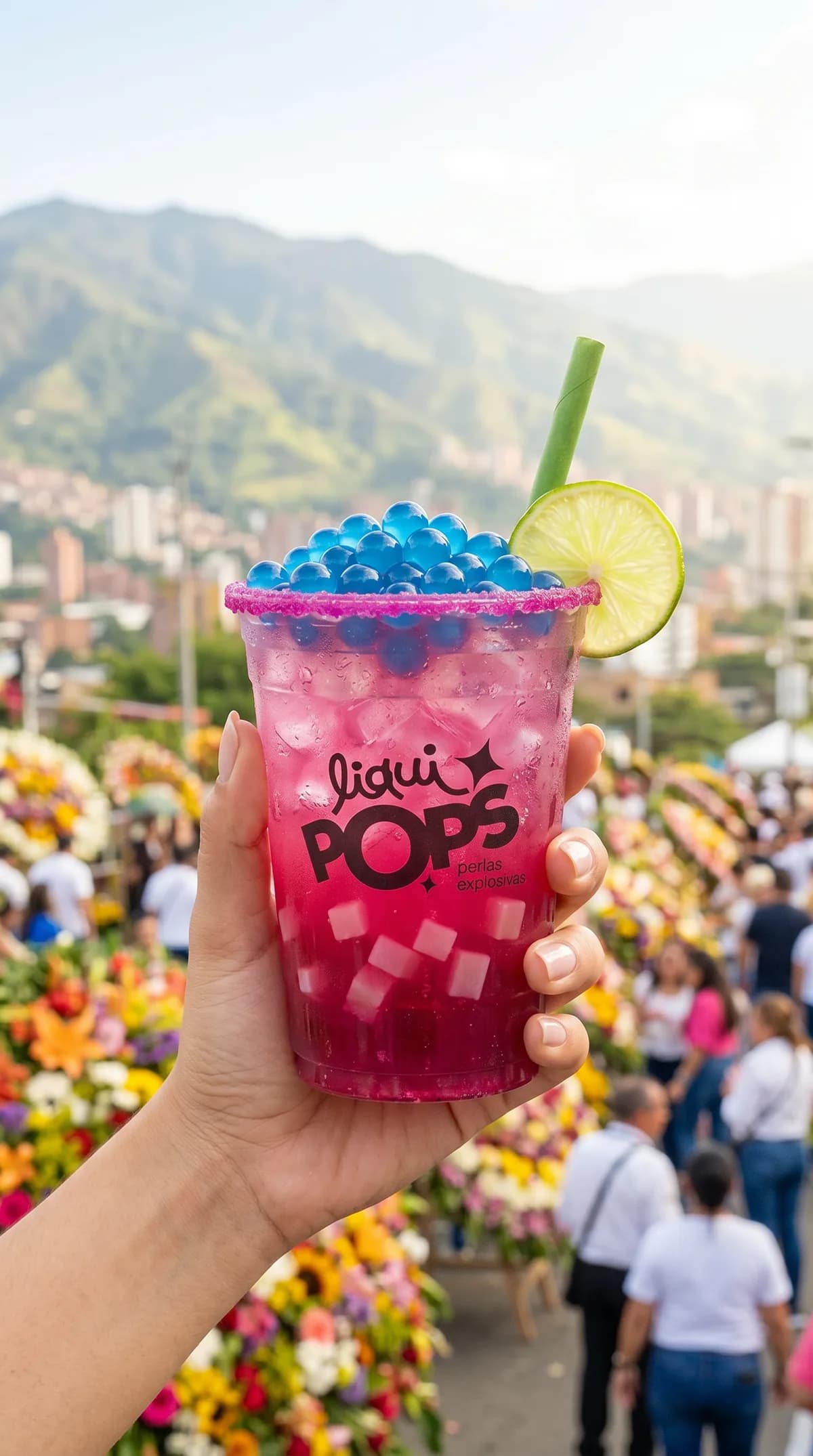 Bubble tea con perlas explosivas de sabores · topping de perlas explosivas