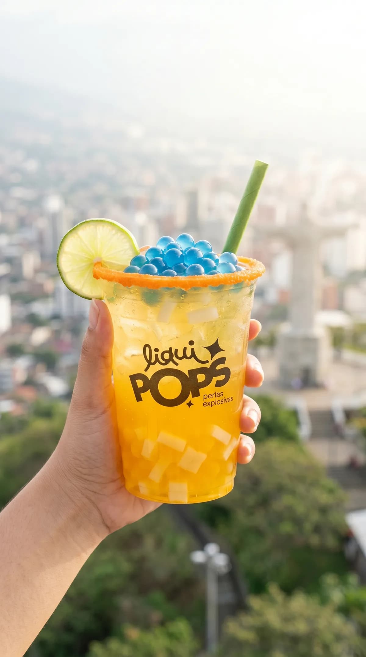 Bubble tea con perlas explosivas LiquiPops · sabor cereza