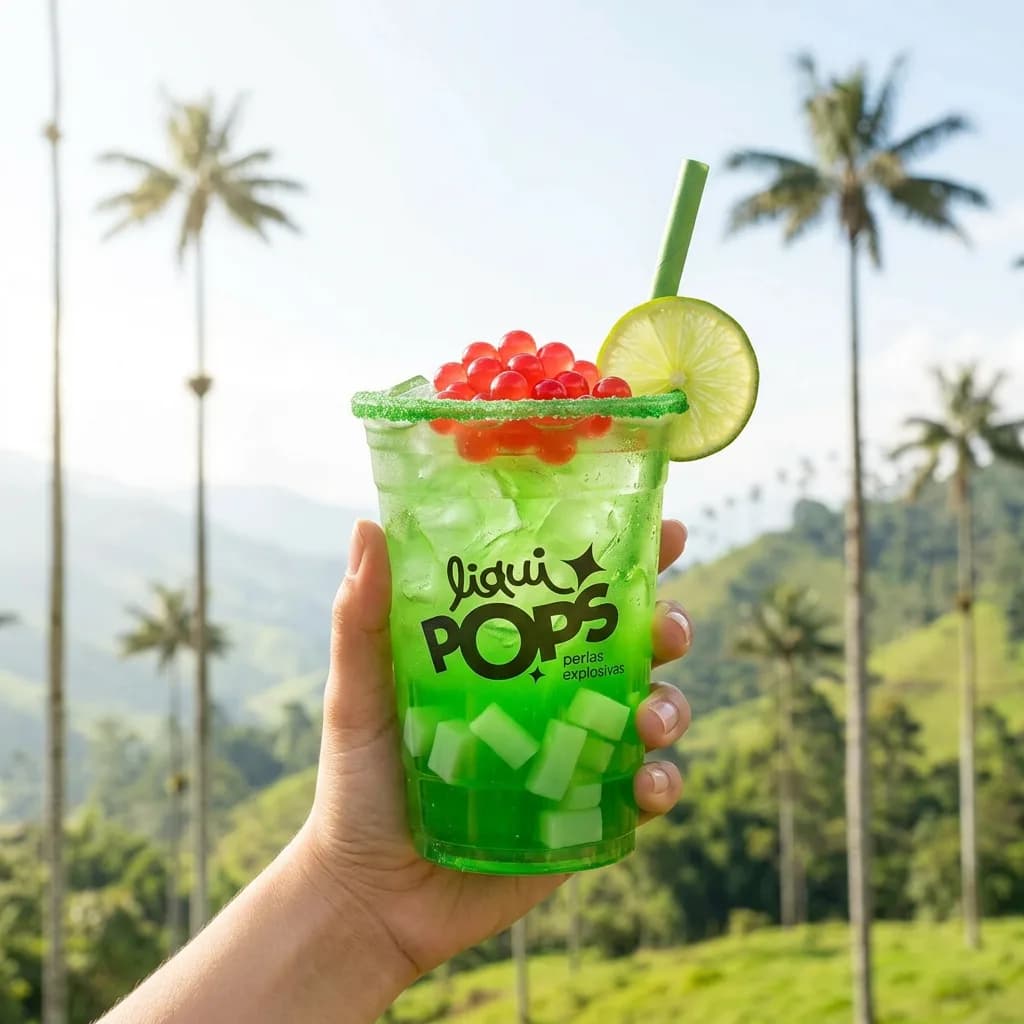 Bubble tea con perlas explosivas LiquiPops · sabor chamoy, para granizados