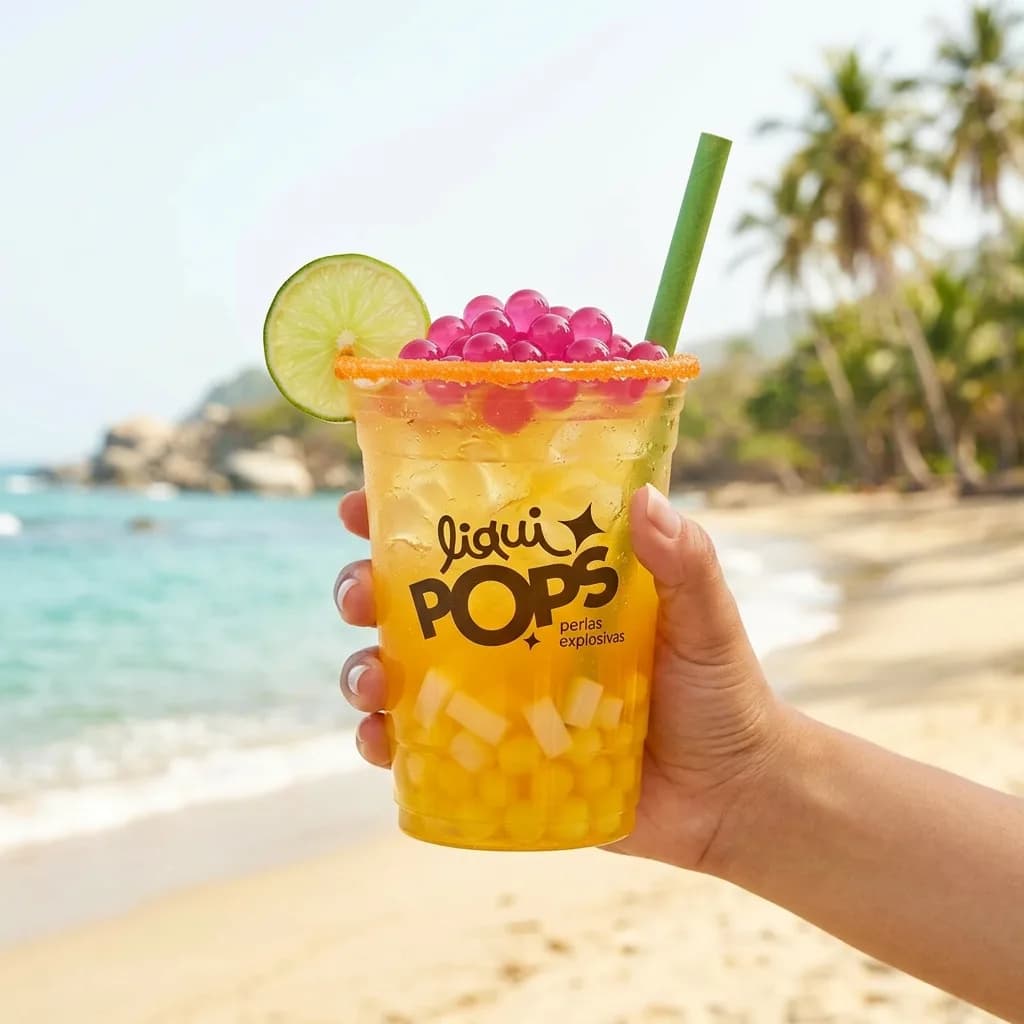 Bubble tea de sabores con perlas explosivas LiquiPops · sabor tamarindo, topping para bebidas