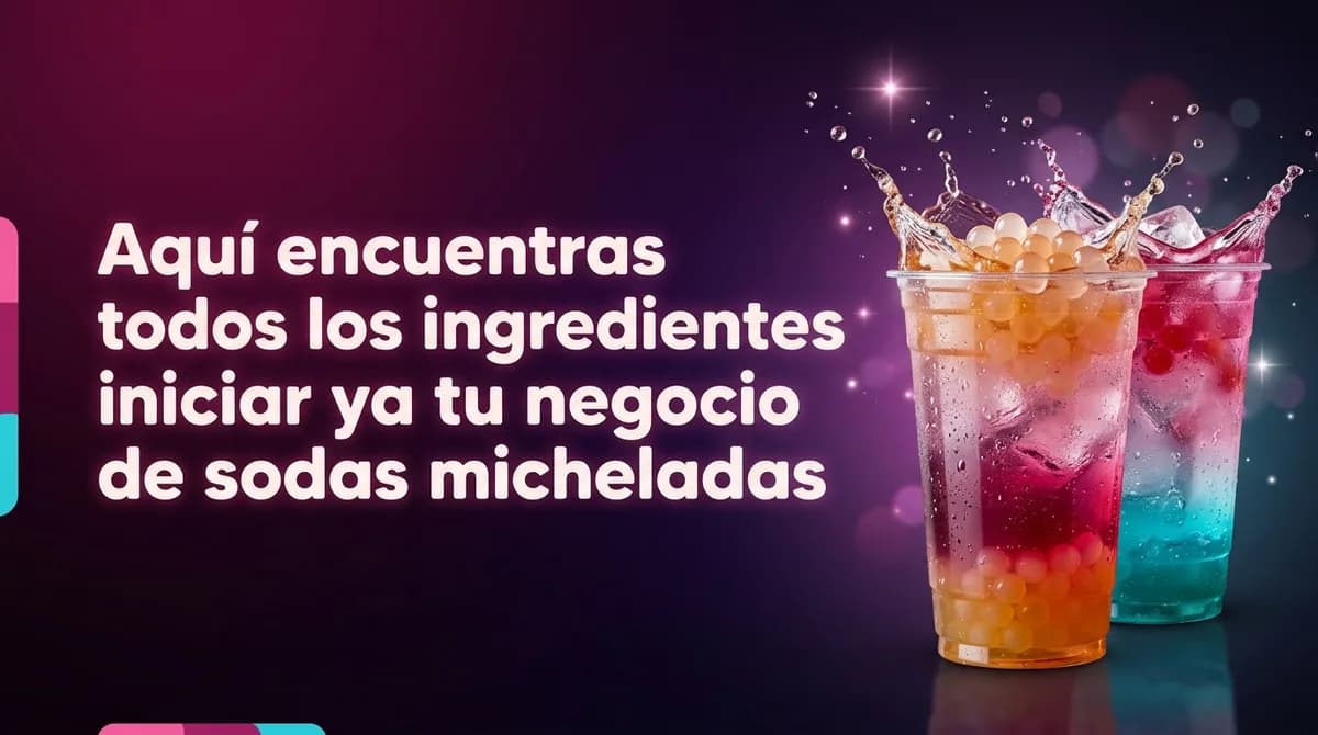 Sodas locas de mango y cereza con perlas explosivas LiquiPops y salpicadura colorida — ingredientes para tu emprendimiento