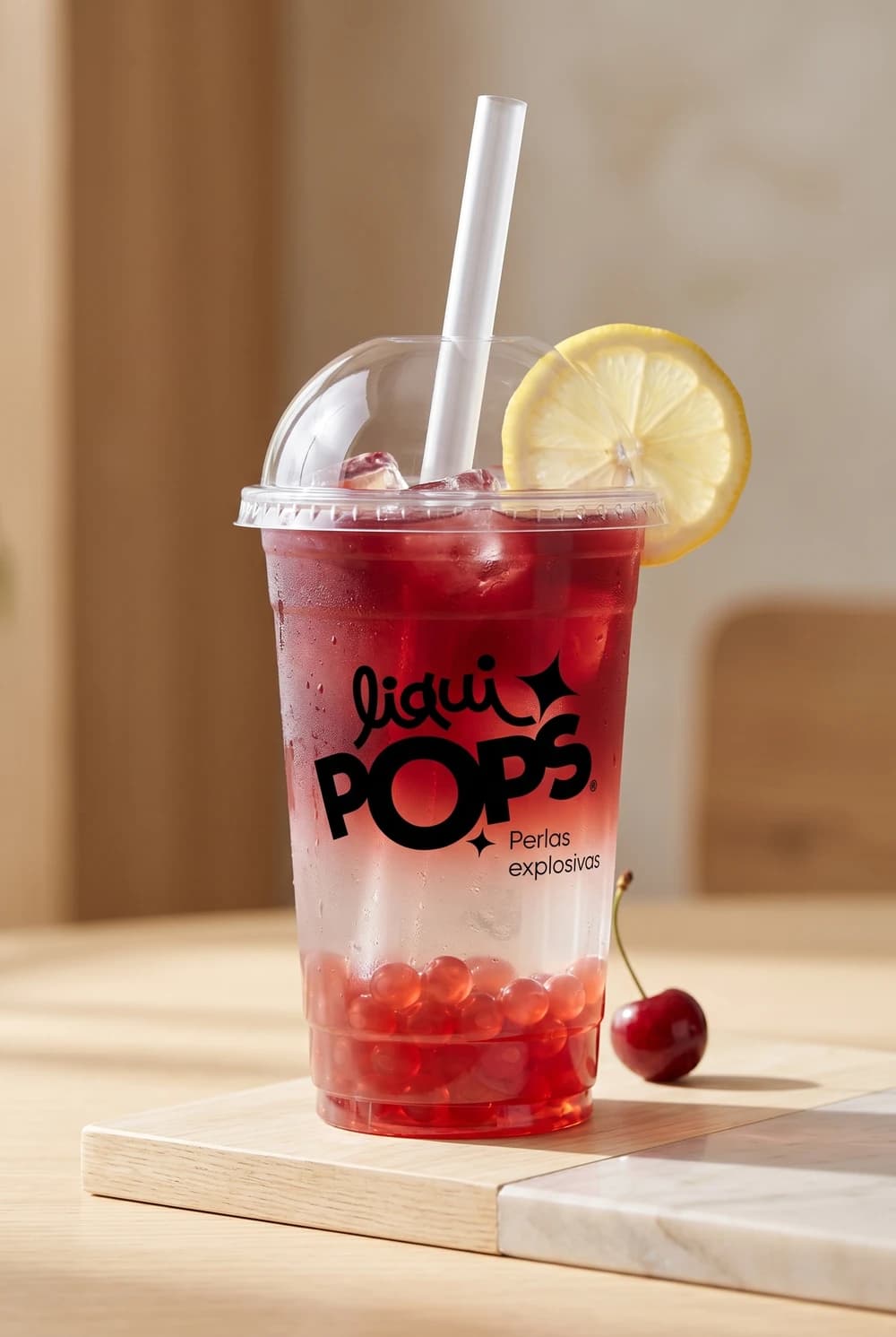 Limonada cereza con perlas explosivas LiquiPops
