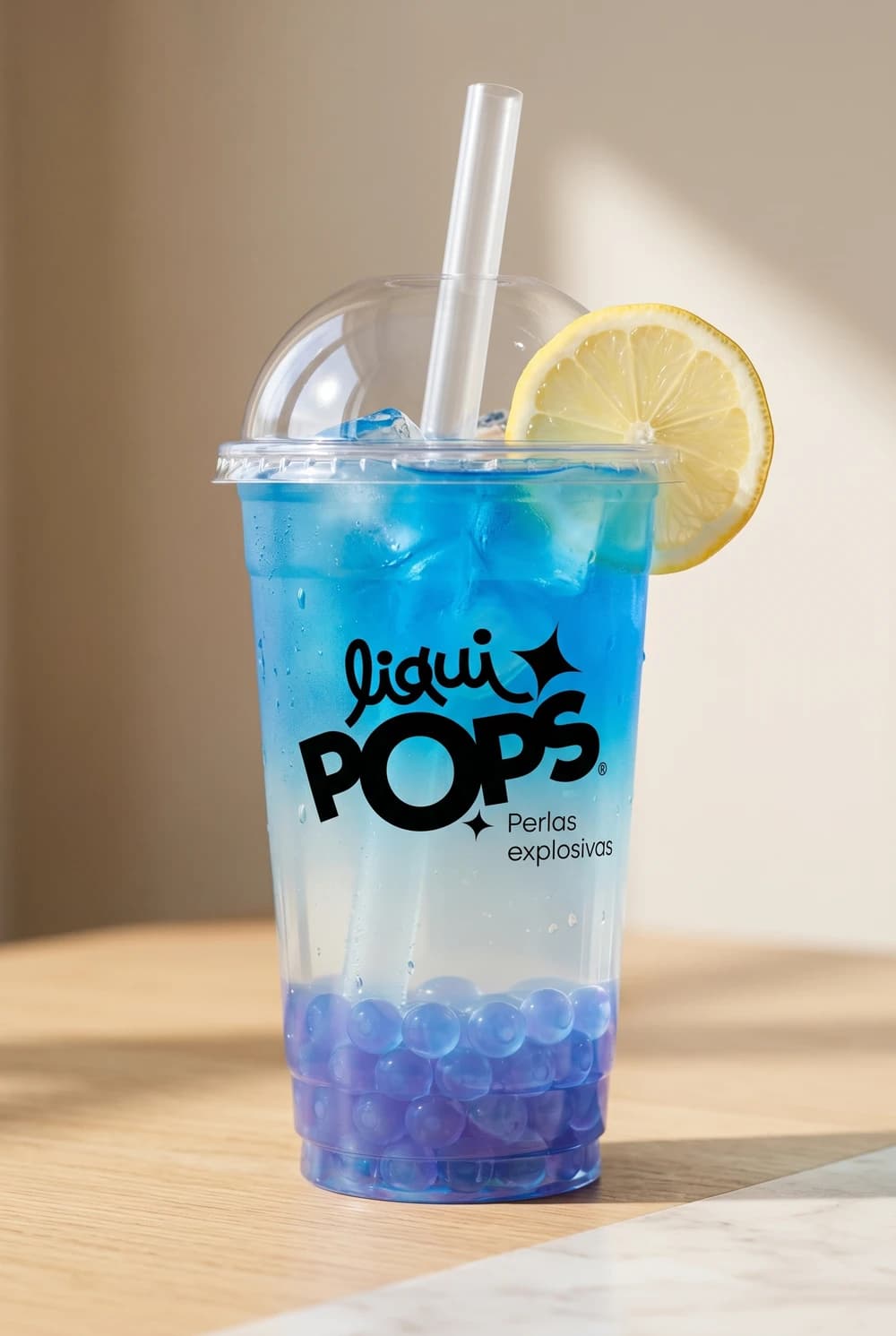 Limonada curazao con perlas explosivas LiquiPops