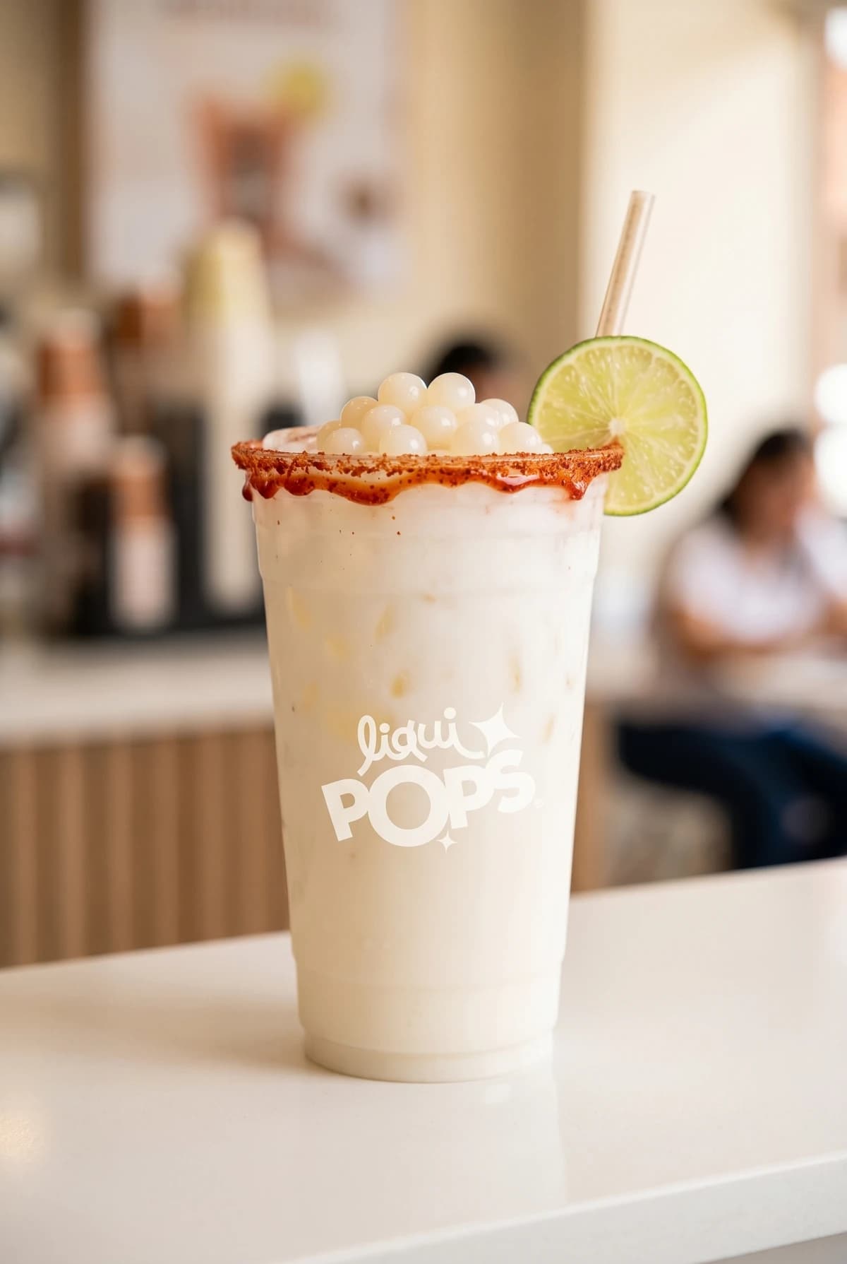 Michelada de coco con perlas explosivas con perlas explosivas LiquiPops — 1 vaso de 22 oz (también 16 oz)