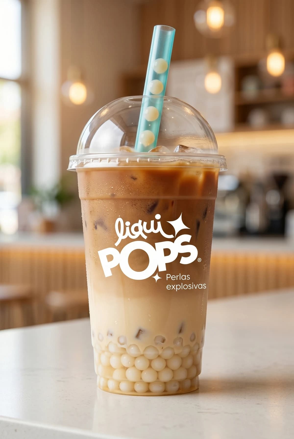 Bubble tea de café con perlas
