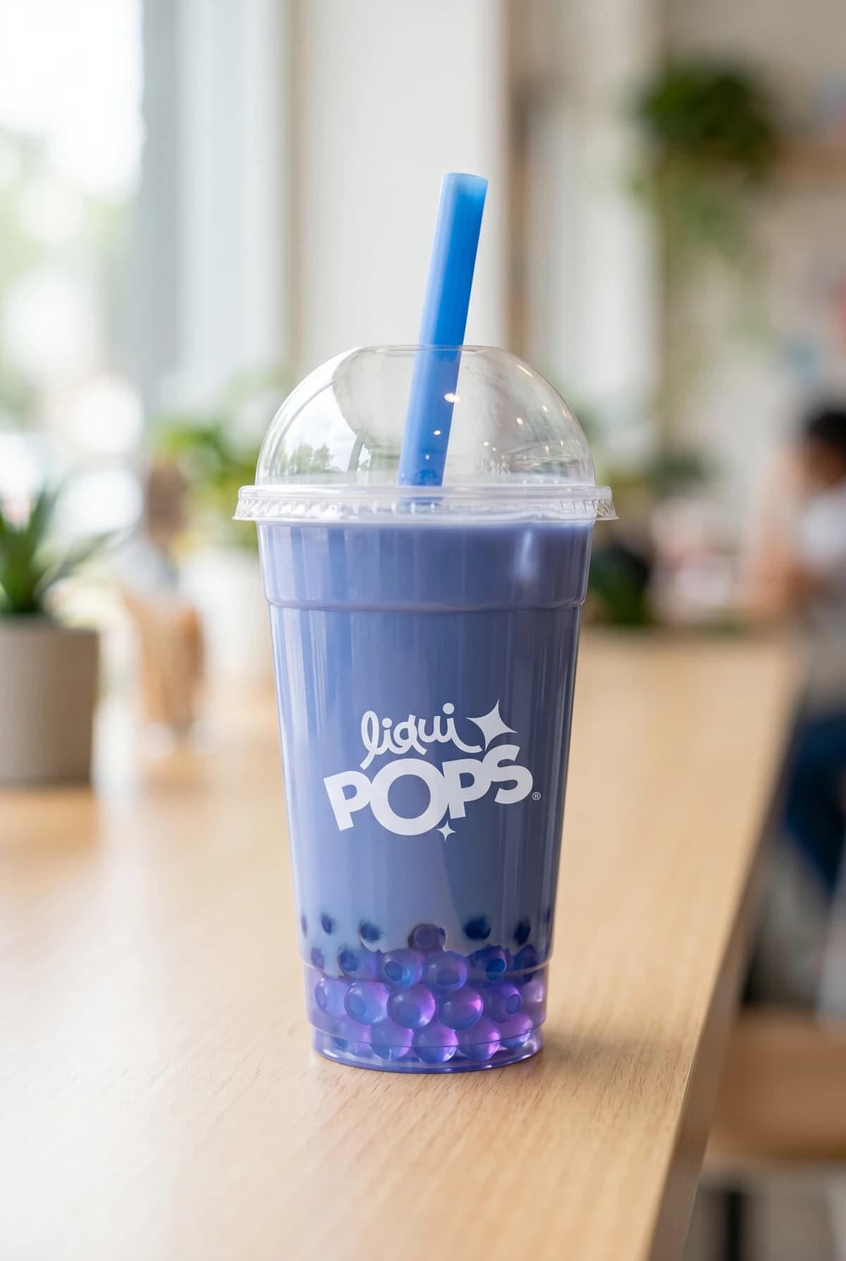 Bubble tea de mora azul con perlas explosivas con perlas explosivas LiquiPops — 1 vaso de 16 oz