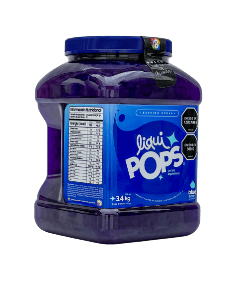 Tarro de perlas explosivas LiquiPOPS sabor a blueberry de 3,4 kg