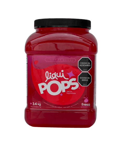Tarro de perlas explosivas LiquiPOPS sabor a fresa de 3,4 kg