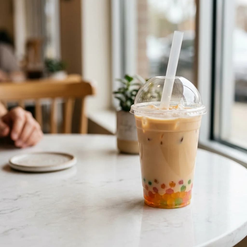 Bubble tea frutal con perlas explosivas LiquiPops en Colombia