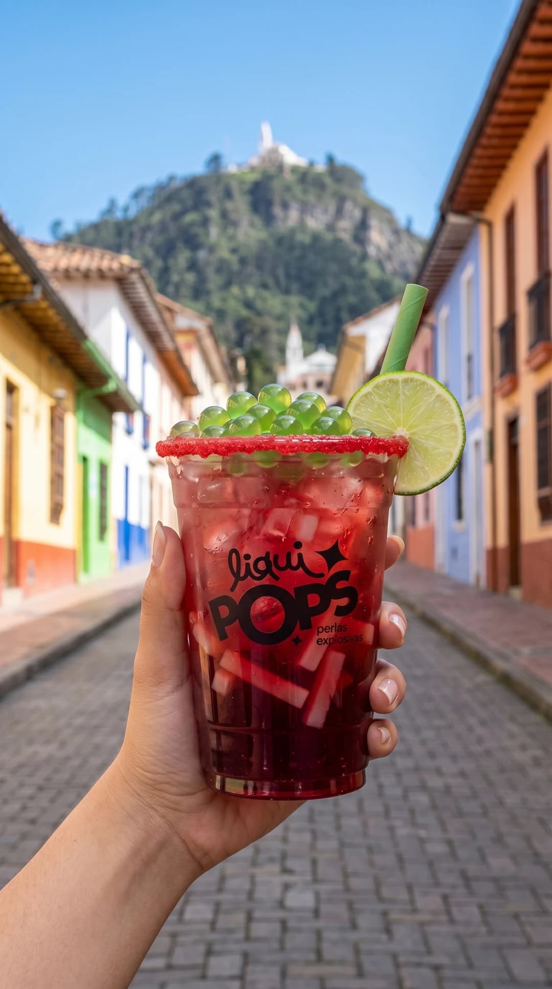 Michelada de frutos rojos con perlas explosivas con perlas explosivas LiquiPops — 1 vaso de 22 oz (también 16 oz)