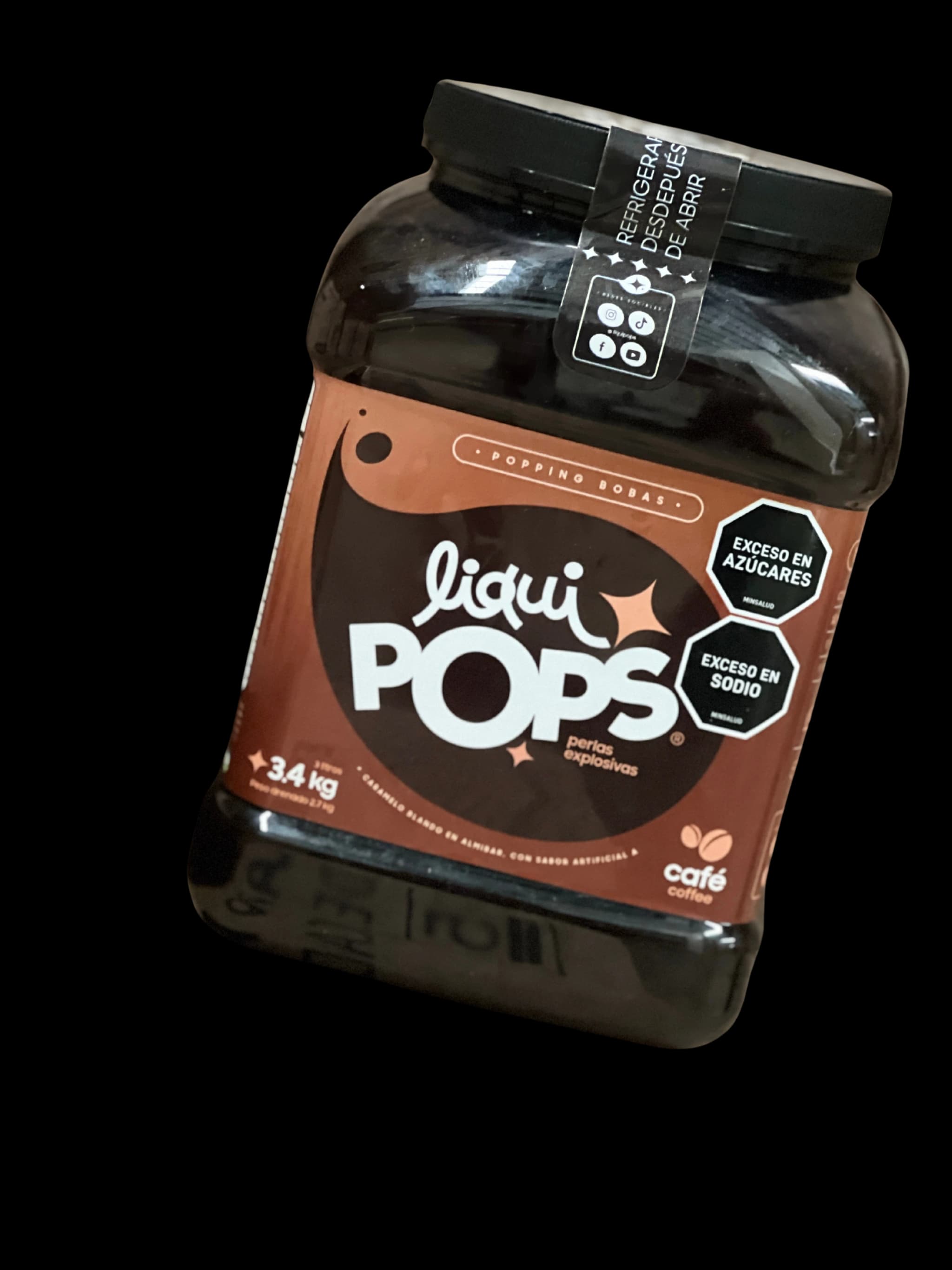 Tarro de perlas explosivas LiquiPops de liquipops sabor a cafe x 3400 gr LiquiPops