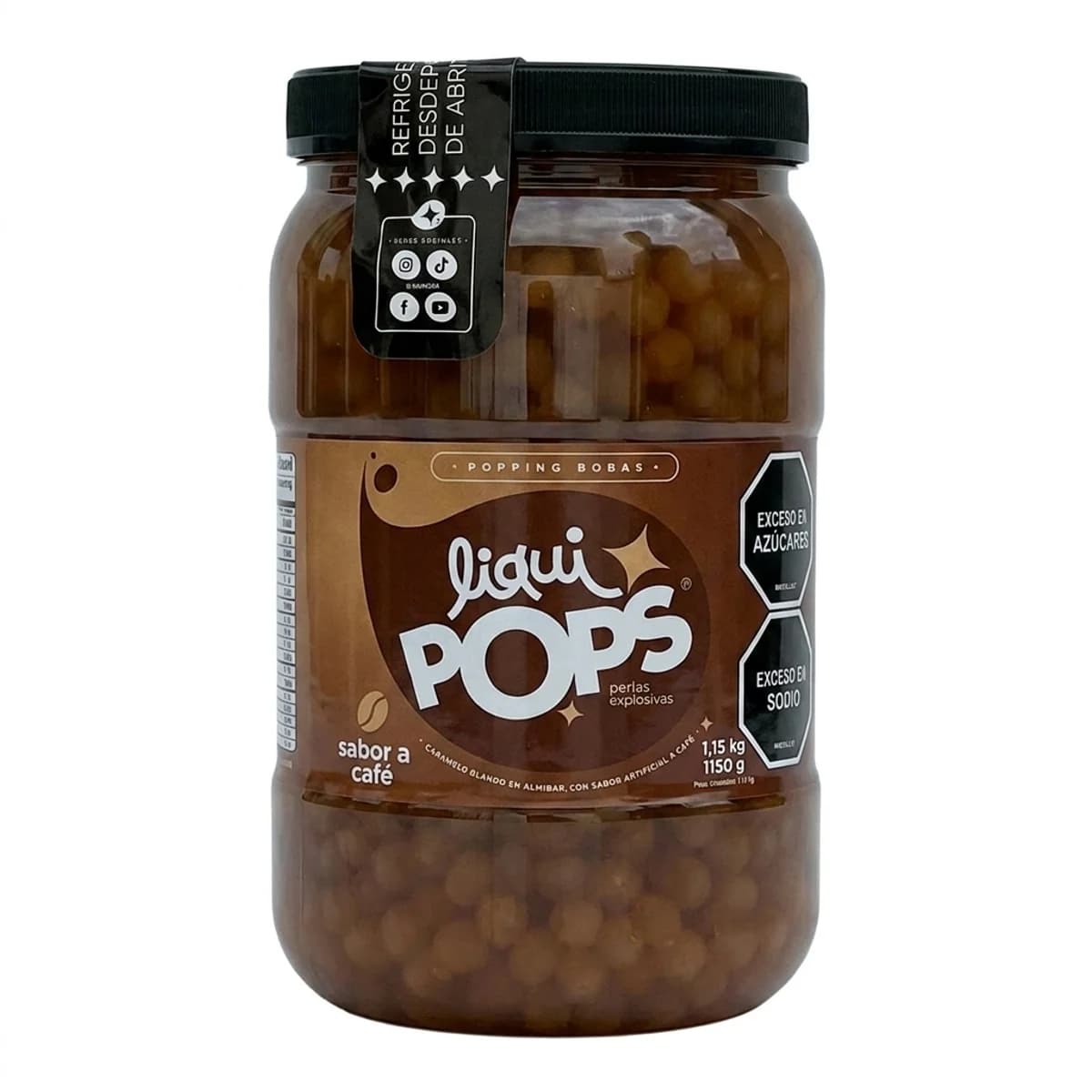 Tarro de perlas explosivas LiquiPops de perlas explosivas liquipops sabor a cafe x 1150 gr LiquiPops