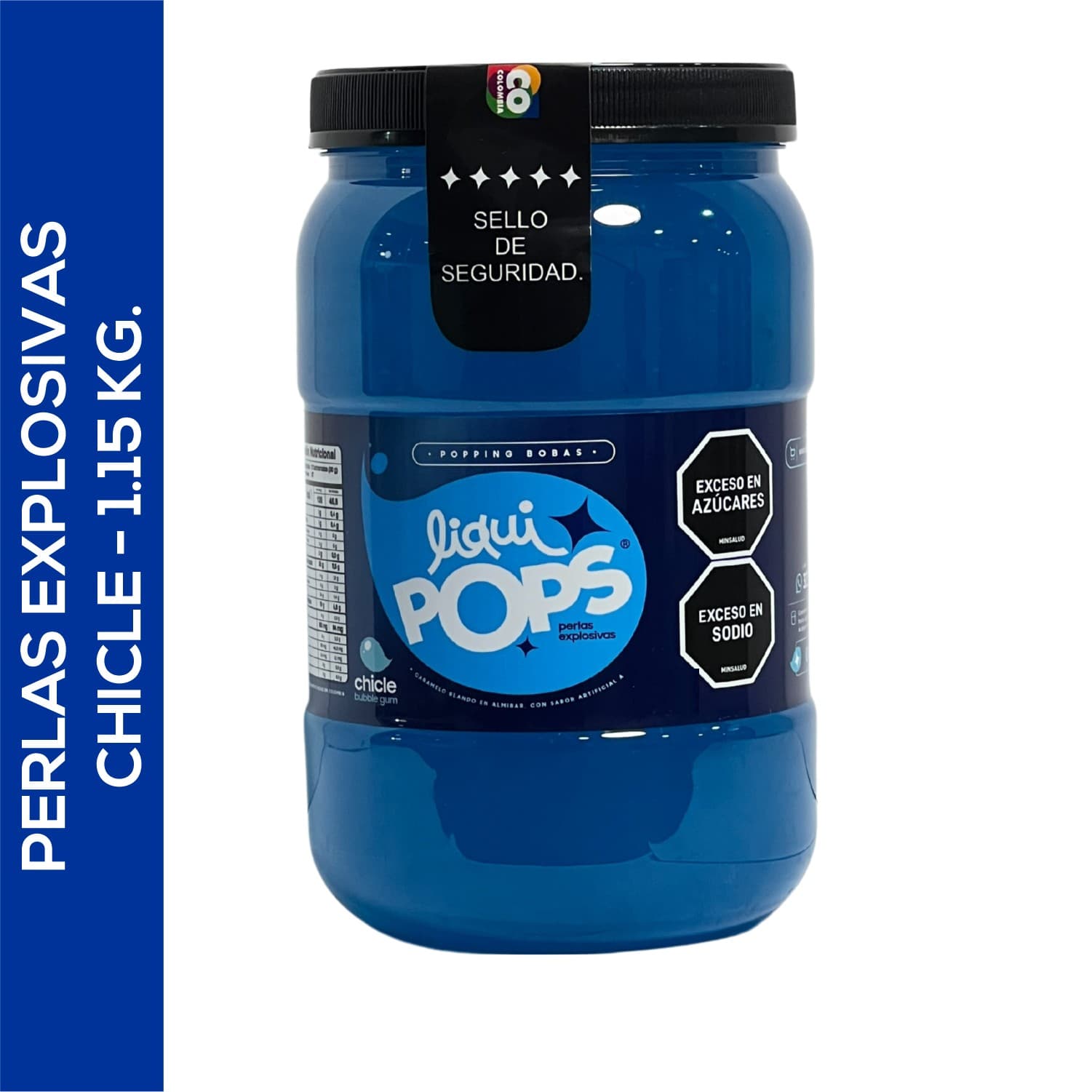 Tarro de perlas explosivas LiquiPops de perlas explosivas liquipops sabor a chicle x 1150 gr LiquiPops