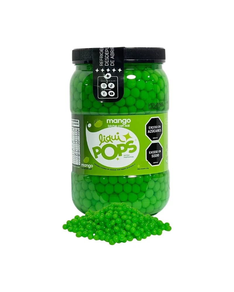 Perlas explosivas LiquiPops sabor Mango Biche con Sal presentación 1.150 g