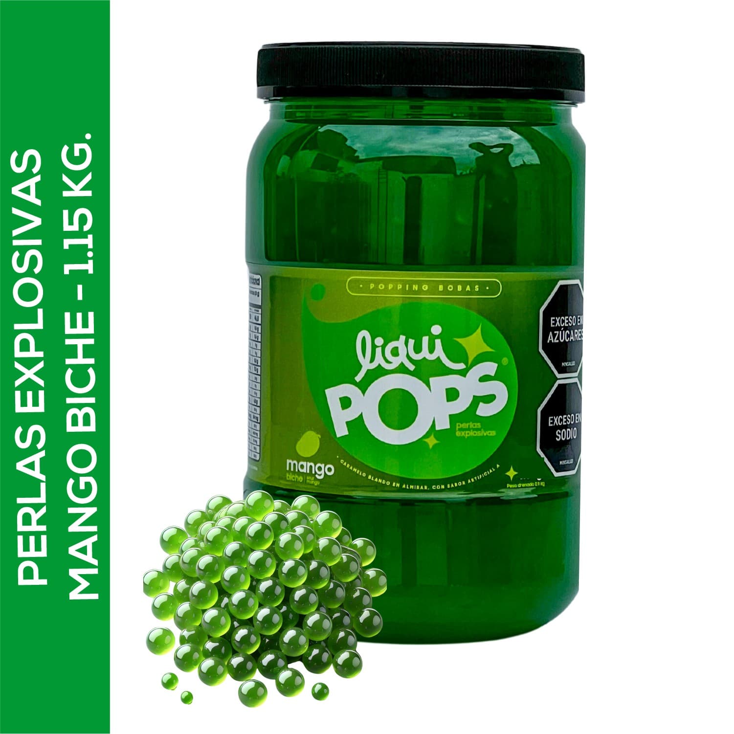 Tarro de perlas explosivas LiquiPops de perlas explosivas liquipops sabor a mango biche x 1150 gr LiquiPops