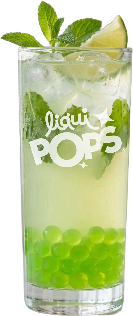 Limonada de hierbabuena con perlas explosivas LiquiPOPS