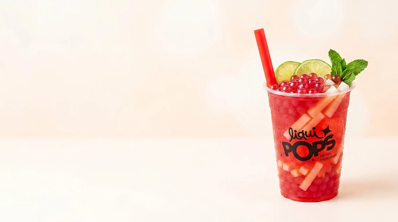 Bebida LiquiPOPS con perlas explosivas, Yexis de coco y hierbabuena