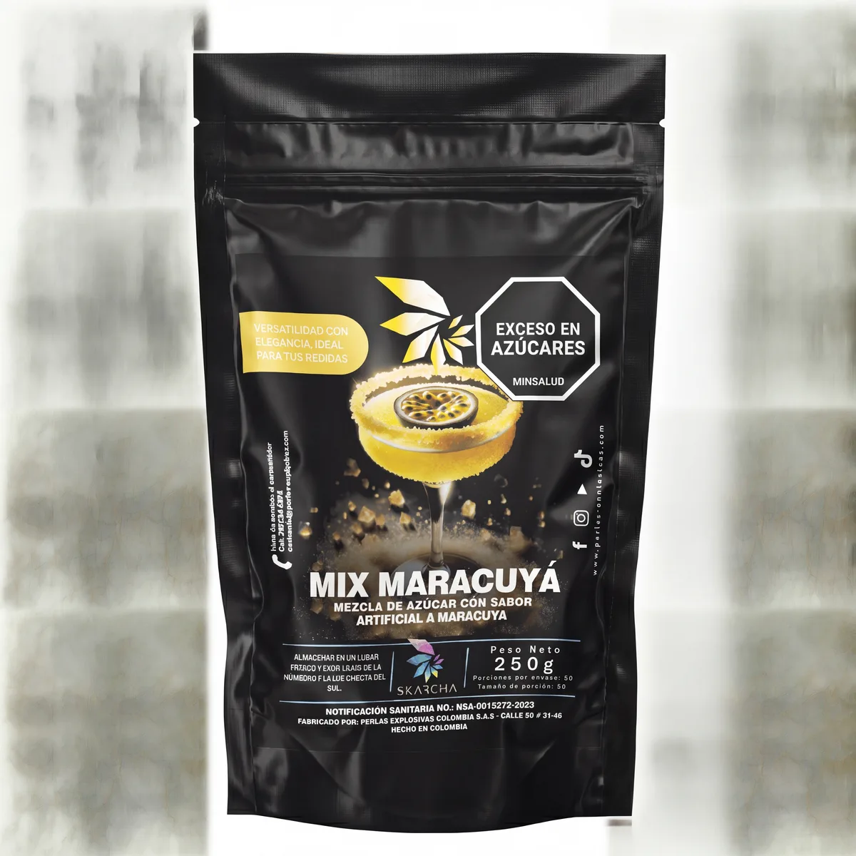 Bolsa de escarchador Skarcha mix maracuyá 250g con cóctel dorado, para bebidas con perlas explosivas LiquiPops