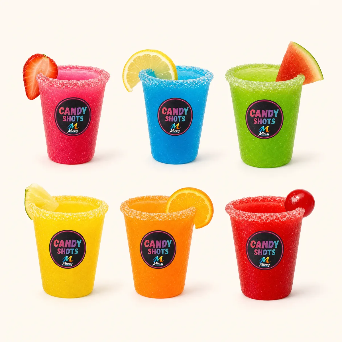 Set de granizados escarchados de varios sabores de fruta para acompañar con perlas explosivas LiquiPops
