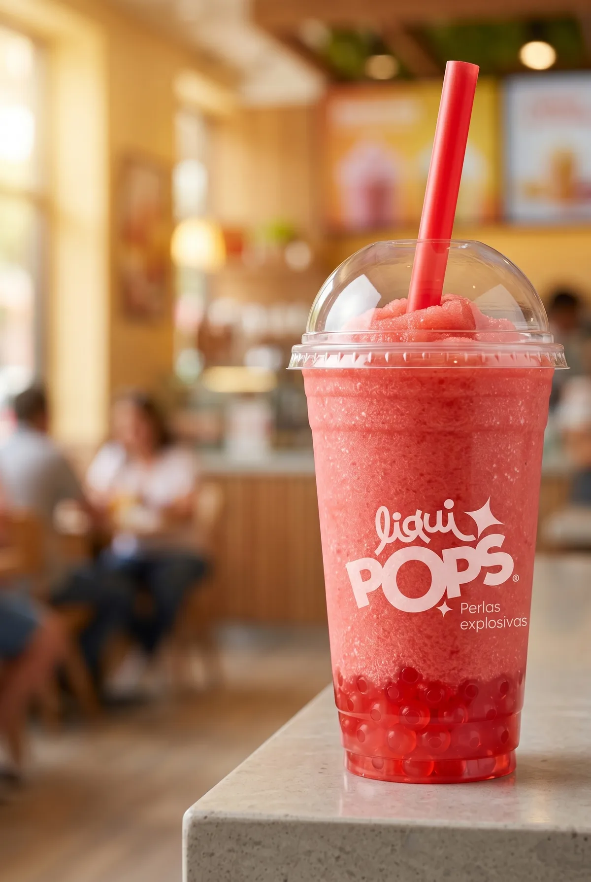 Granizado de uva con perlas explosivas moradas LiquiPops — vaso para llevar