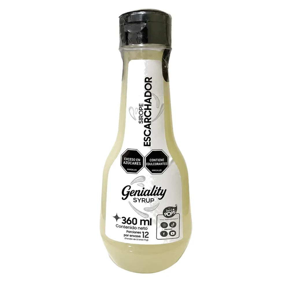 Sirope Geniality 360ml — ideal para granizados, cócteles y sodas saborizadas. Marca colombiana fabricada en Medellín.