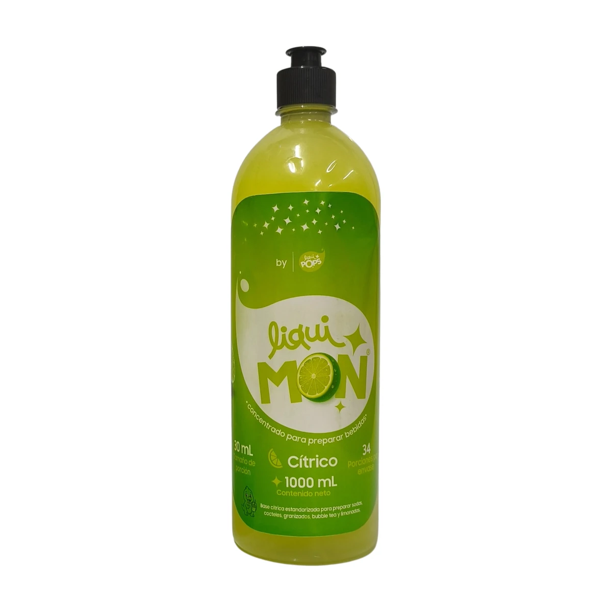 Botella sirope Geniality liquimon-base 1000ml — concentrado para sodas y cócteles, fondo blanco