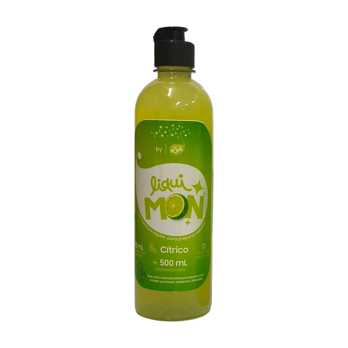 Botella sirope Geniality liquimon-base 500ml — concentrado para sodas y cócteles, fondo blanco