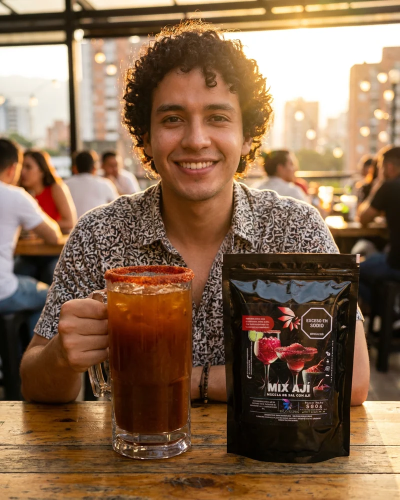 Joven colombiana disfrutando Skarcha sal aji — fotografía editorial