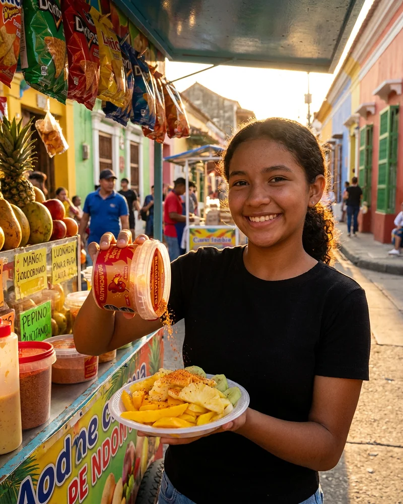Joven colombiana disfrutando Skarcha skarchalito — fotografía editorial
