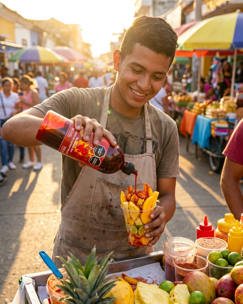 Joven colombiana disfrutando Skarcha skarchamoy — fotografía editorial
