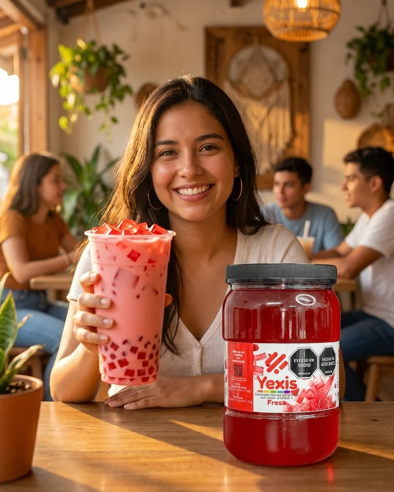 Joven colombiana disfrutando Yexis Fresa — fotografía editorial