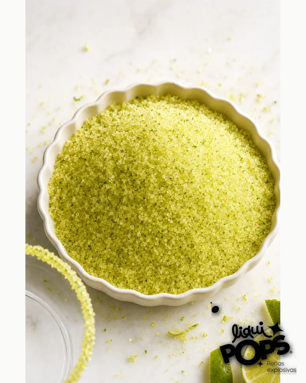 Bowl con escarchador Skarcha lima-limon listo para escarchar copas