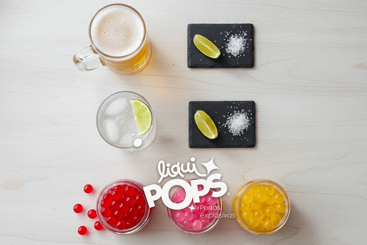 Top-down comparative chart: ingredients lined up: beer + lime + salt vs soda + lime + salt, with a third row of popping .
