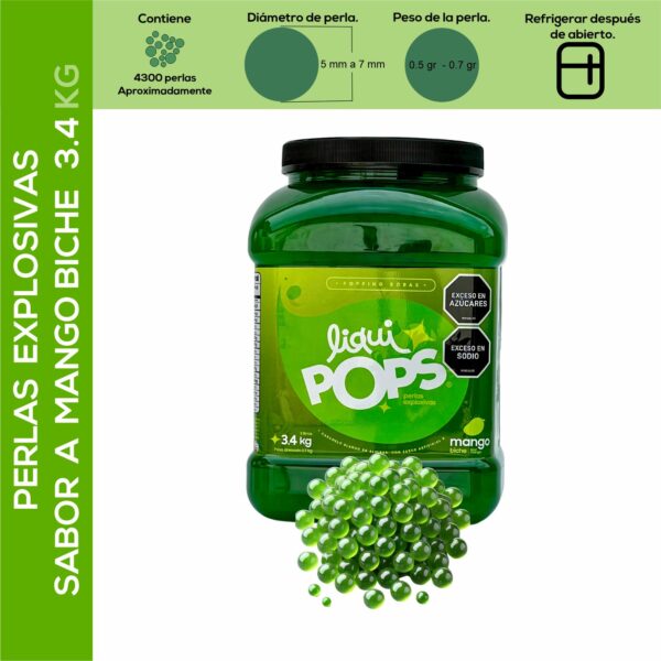 Perlas Explosivas LiquiPops Sabor Mango Biche 3400g